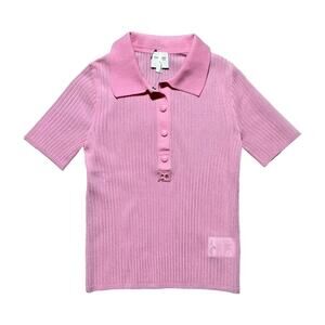 Courreges Semi Sheer ribbed stretch polo